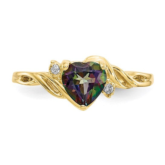 Heart Mystic Fire Topaz and Diamond Ring