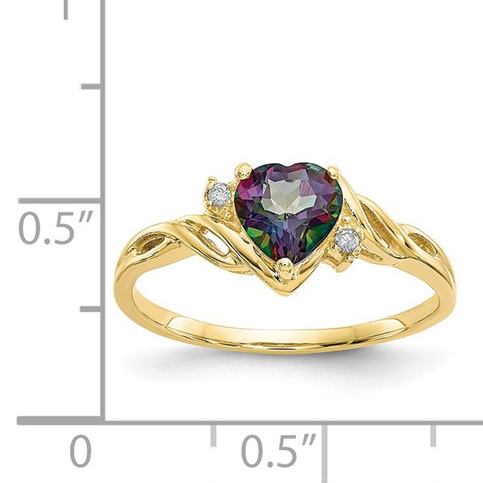 Heart Mystic Fire Topaz and Diamond Ring