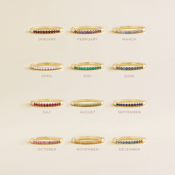 Yellow Gold Birthstone Stackable Ring