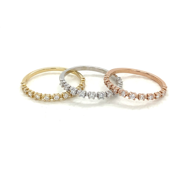 14k Diamond Beaded Stackable Ring