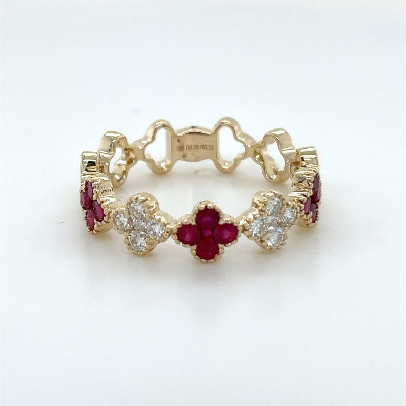Ruby and Diamond Clover Band