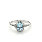 Aquamarine Halo Ring