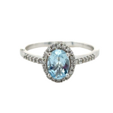 Aquamarine Halo Ring