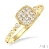 Bead Cushion Shape Diamond Fashion Ring