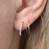 Threader Diamond Double Hoop Earring