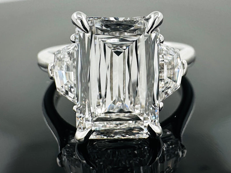 Lab Grown Crisscut Emerald Cut Diamond Engagement Ring