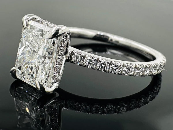 Hidden Halo Lab Grown Radiant Engagement Ring