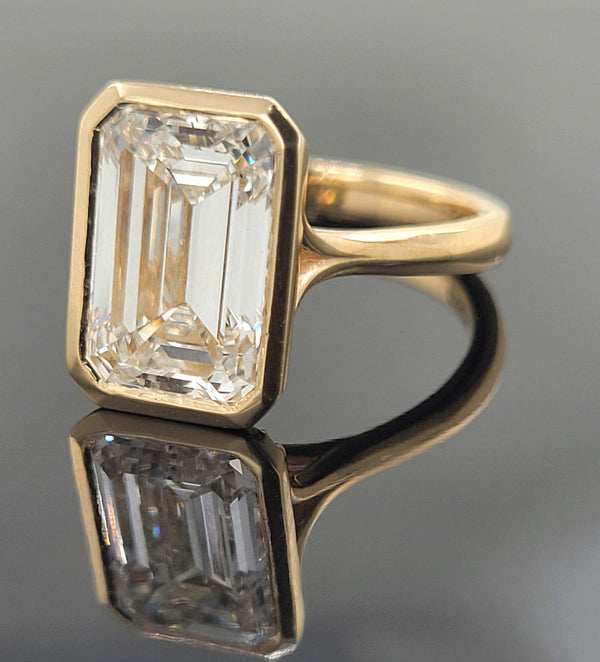 Five Carat Emerald Cut Lab Grown Diamond Engagement Ring