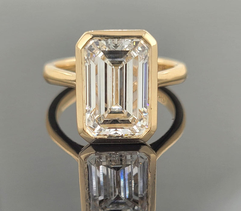 Five Carat Emerald Cut Lab Grown Diamond Engagement Ring