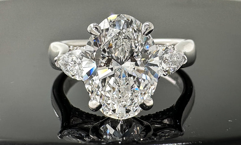 Lab Grown Oval and Pear Diamond Engagement Ring
