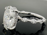 Lab Grown Oval Engagement ring with Marquise Accents