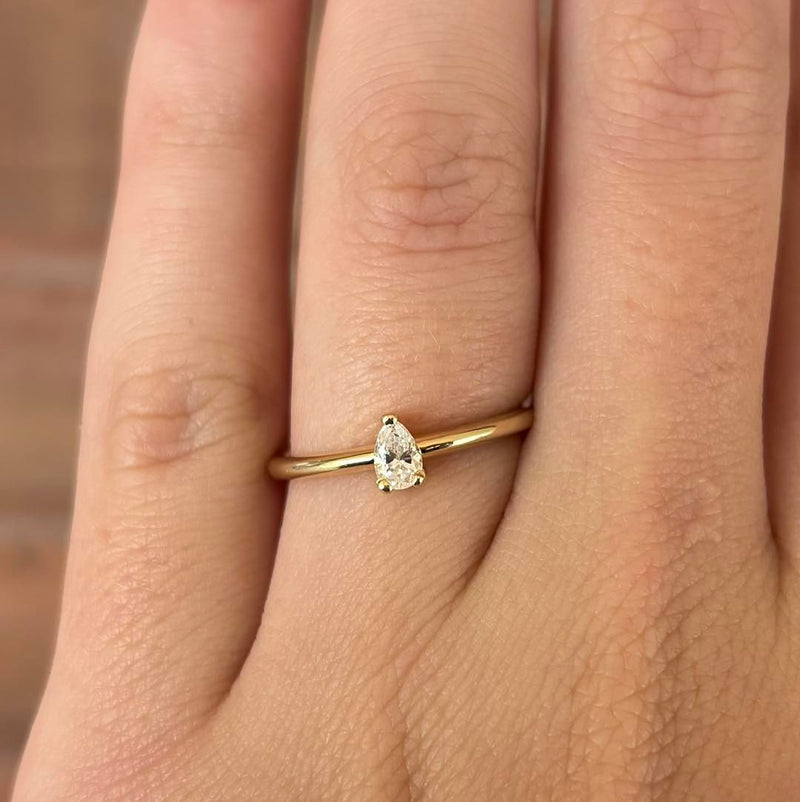 Petite Pear Diamond Ring