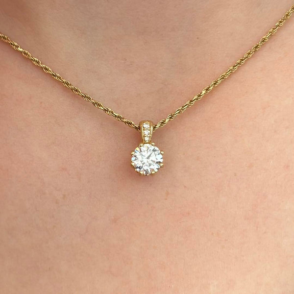 Lab Grown Diamond Solitaire Necklace with Diamond Bail