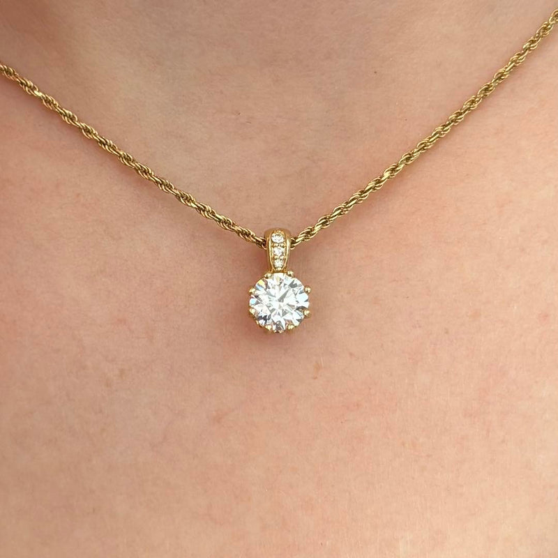 Lab Grown Diamond Solitaire Necklace with Diamond Bail
