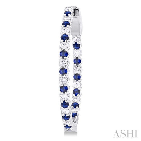 Sapphire and Diamond Inside Outside Hoops