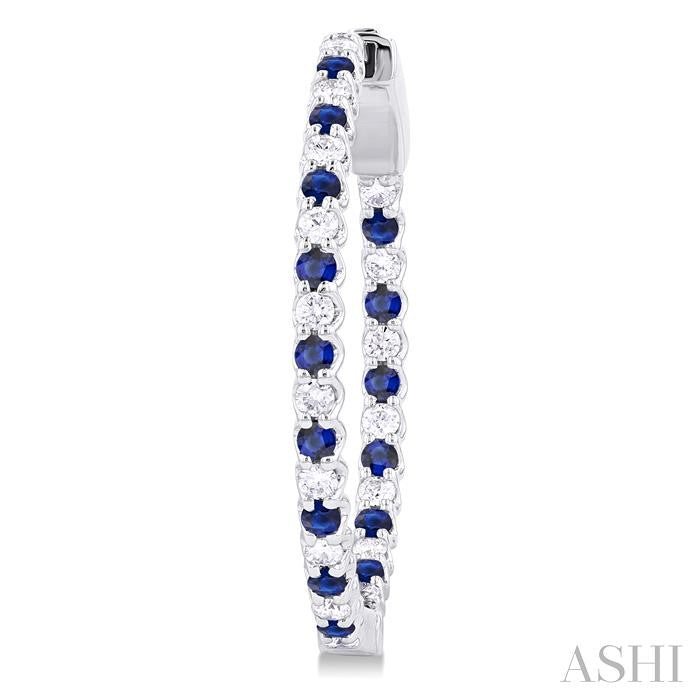 Sapphire and Diamond Inside Outside Hoops