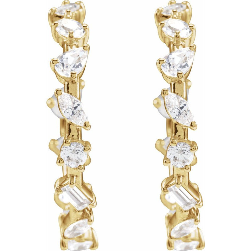 14K 2 CTW Lab-Grown Diamond Multi-Shape Hoop Earrings