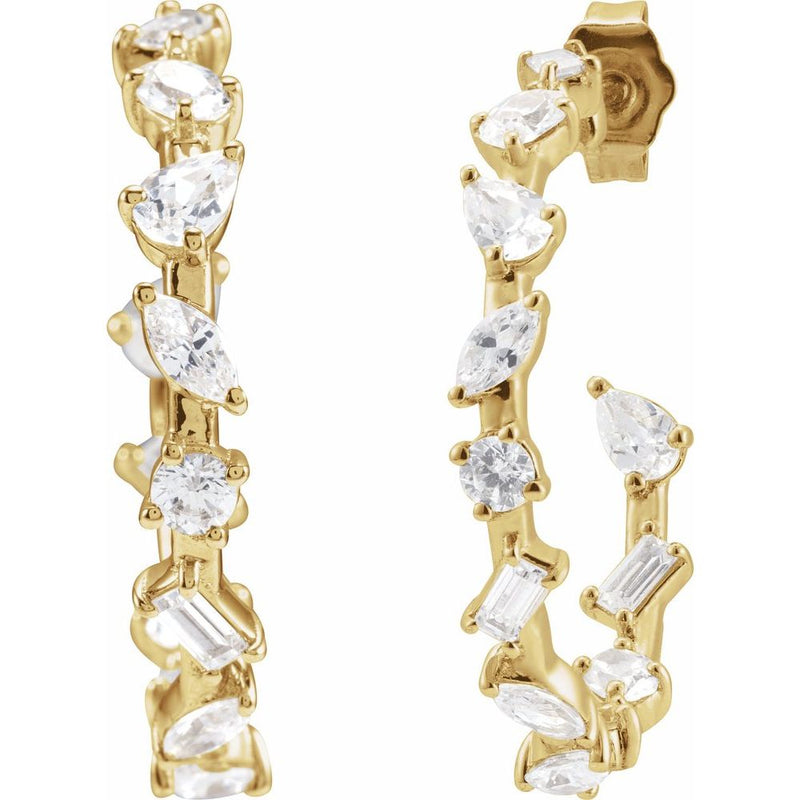 14K 2 CTW Lab-Grown Diamond Multi-Shape Hoop Earrings