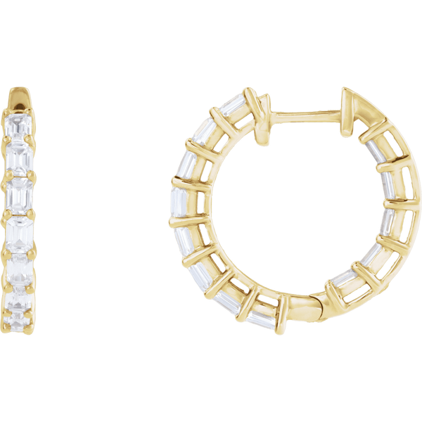 14K 3 CTW Lab-Grown Diamond Inside-Outside Hoop Earrings