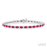 Oval Shape Gemstone & Diamond Bracelet