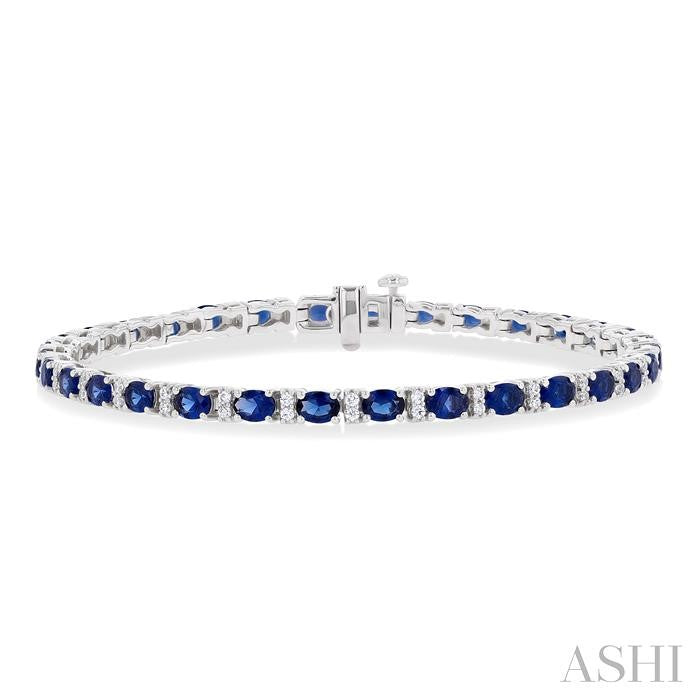 Oval Shape Gemstone & Diamond Bracelet