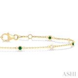Gemstone & Diamond Station Chain Bracelet