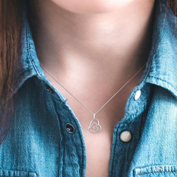 Silver heart shape diamond fashion pendant