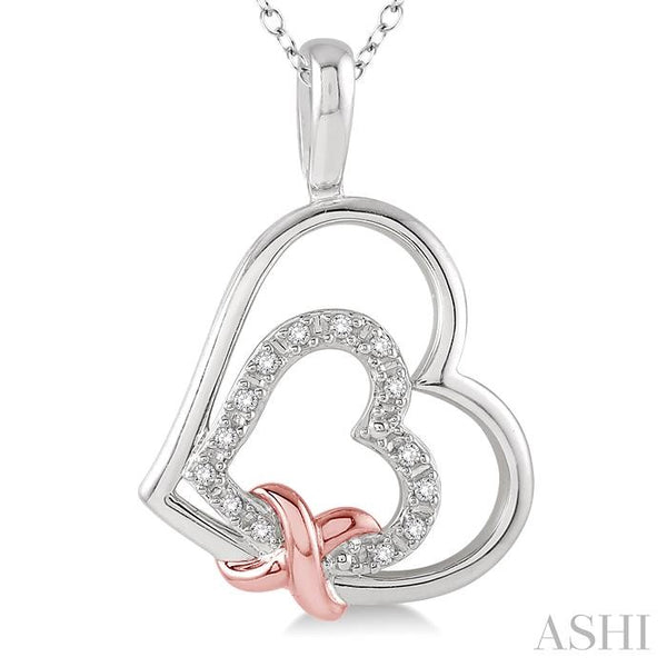 Silver heart shape diamond fashion pendant
