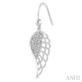 Silver angel wings diamond fashion earrings