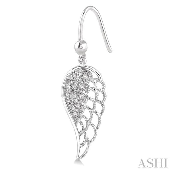 Silver angel wings diamond fashion earrings
