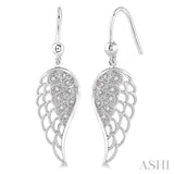 Silver angel wings diamond fashion earrings