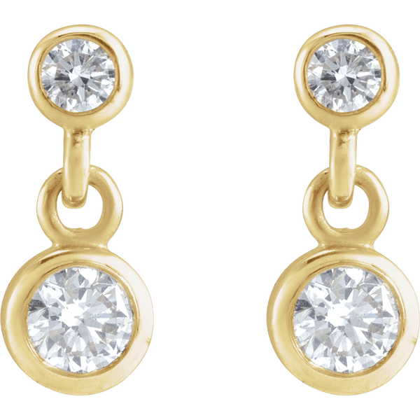 14K Yellow 1/4 CTW Natural Diamond Two-Stone Earrings