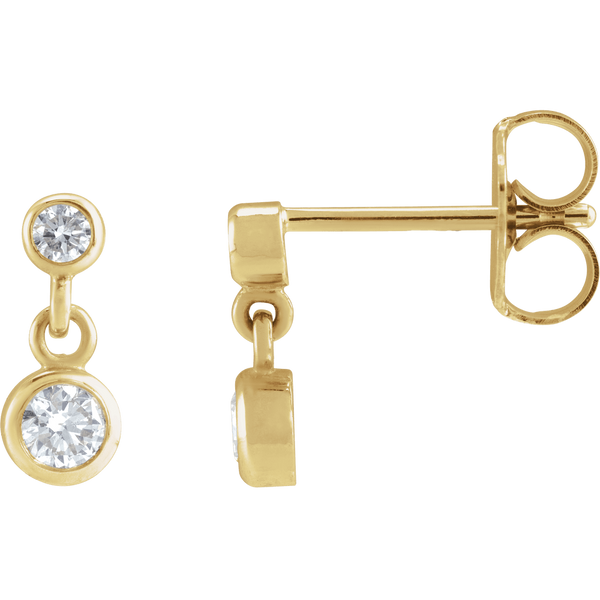 14K Yellow 1/4 CTW Natural Diamond Two-Stone Earrings