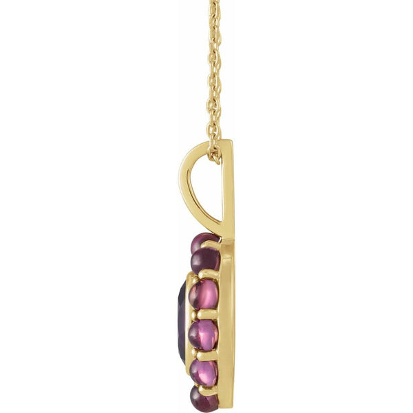 Amethyst and Rhodolite Garnet Halo Necklace