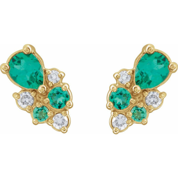 Lab Grown Emerald Custer Earrings