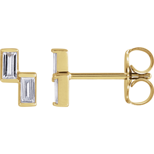 14K Yellow 1/4 CTW Natural Diamond Two-Stone Stud Earrings