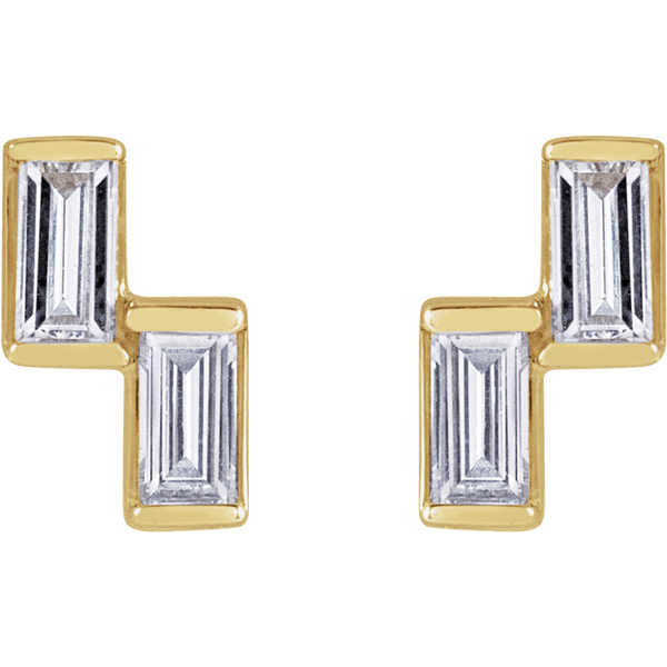 14K Yellow 1/4 CTW Natural Diamond Two-Stone Stud Earrings