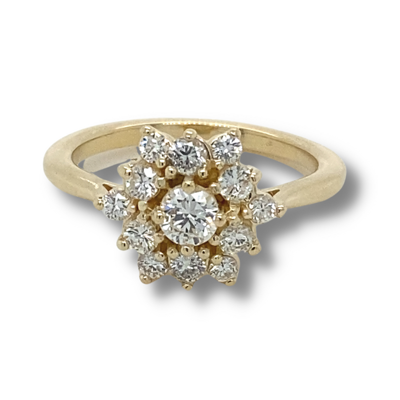 14k Yellow Gold Lab Grown Diamond Cluster Ring