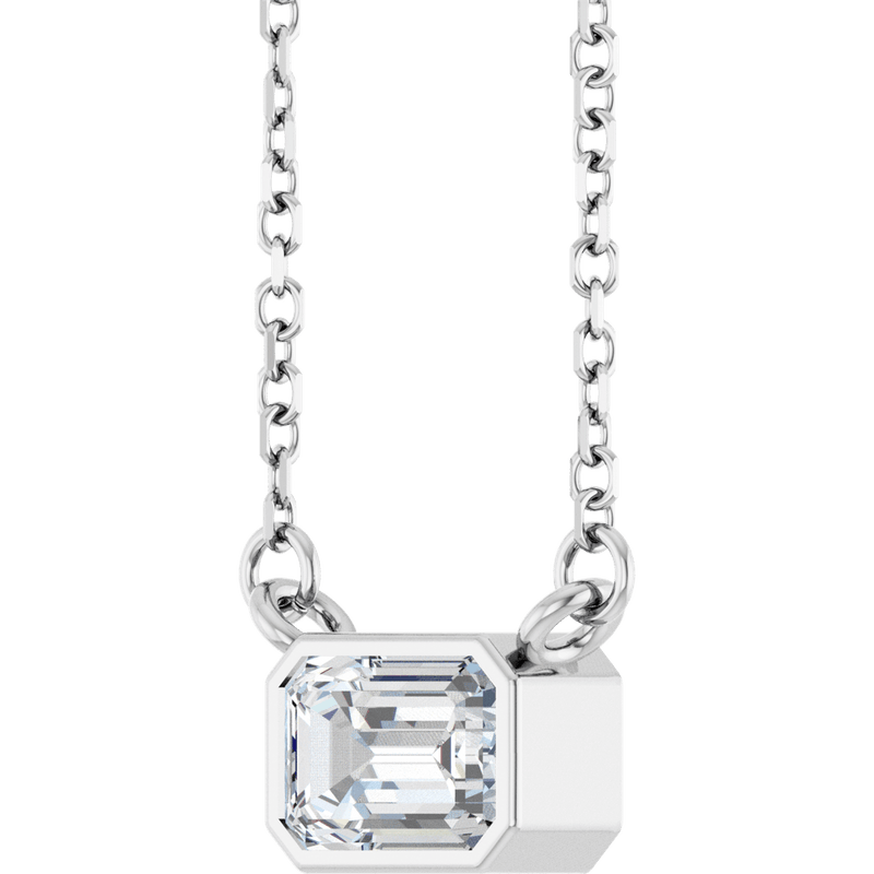 Lab Grown Emerald Cut Diamond Necklace