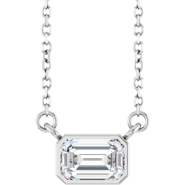 Lab Grown Emerald Cut Diamond Necklace