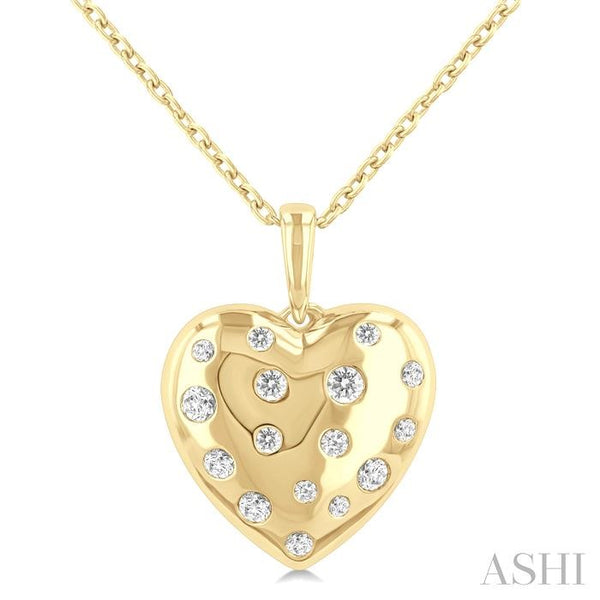 Puffed Heart Shape Diamond Pendant
