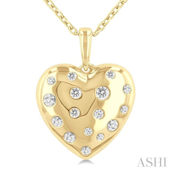 Puffed Heart Shape Diamond Pendant
