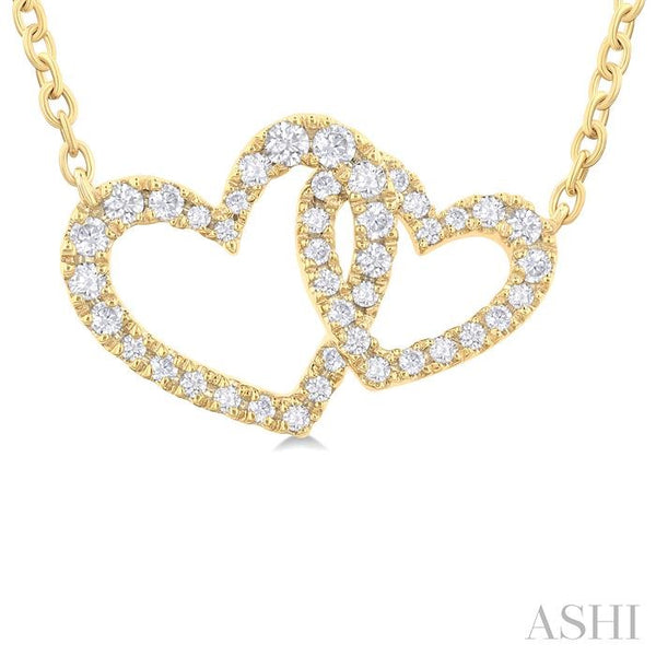 Double diamond heart necklace