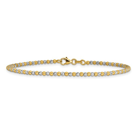 Two-tone Diamond-cut Beaded Bracelet