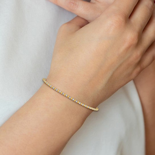Two-tone Diamond-cut Beaded Bracelet