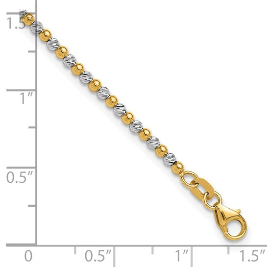 Two-tone Diamond-cut Beaded Bracelet