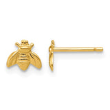Gold bee-shaped earring on a white background