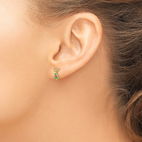 14k Children's Christmas Tree Dangle Post Earrings