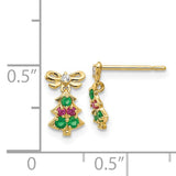14k Children's Christmas Tree Dangle Post Earrings