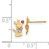 14k Yellow and Rose Gold Children's Reindeer Earrings